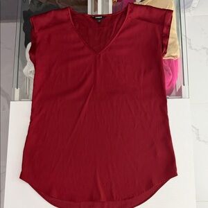 Express Deep Red V-Neck Blouse